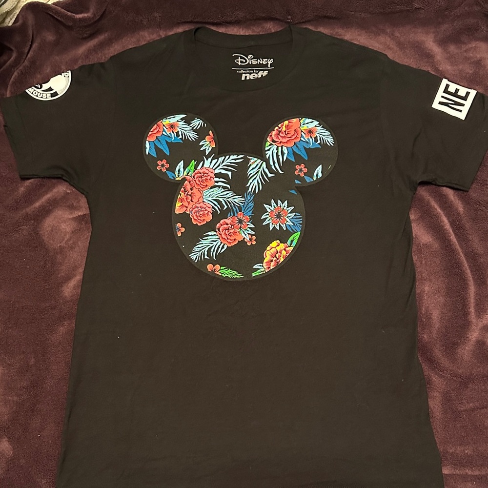 Disney Collection by Neff - Black Tee with Vibrant Floral Mickey